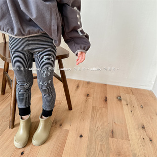 2025 New Autumn Children's Clothing Girls Autumn Letter Printed Leggings Pants Children's Pants 123531
