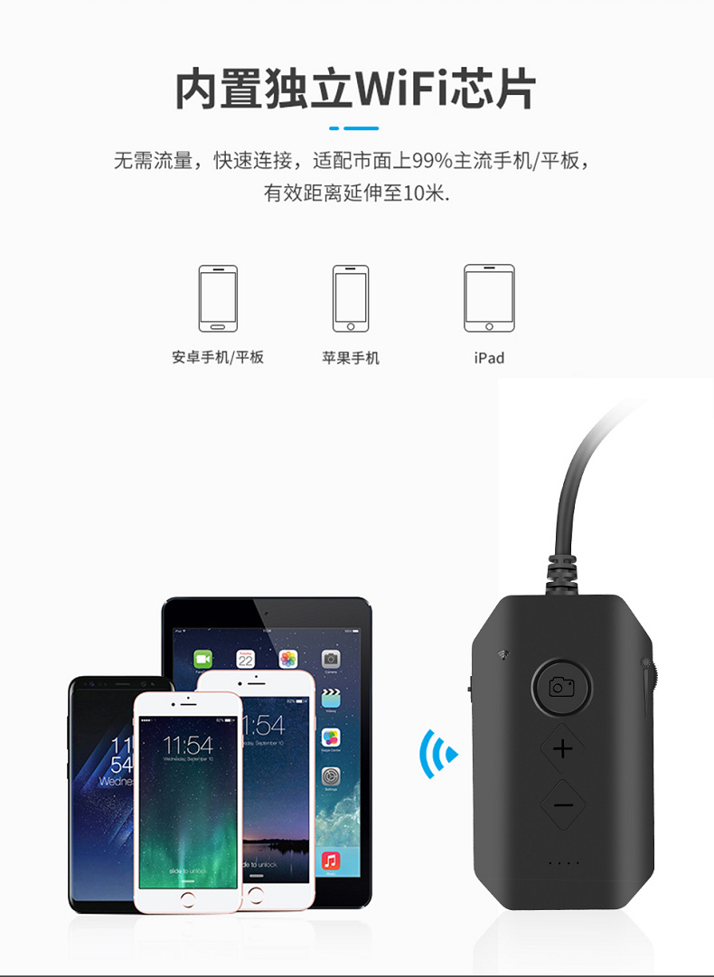 WiFi Endoscope Industrial Household High Definition Dual Lens Triple Zoom Camera Pipe Waterproof Detection Camera