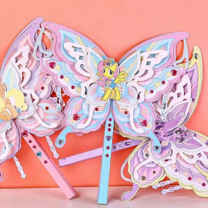 サンリオの手の扇風機の漫画の自作のDIYの蝶々の扇子の子供のアイデアの手作りの手の扇風機の静かな本|undefined