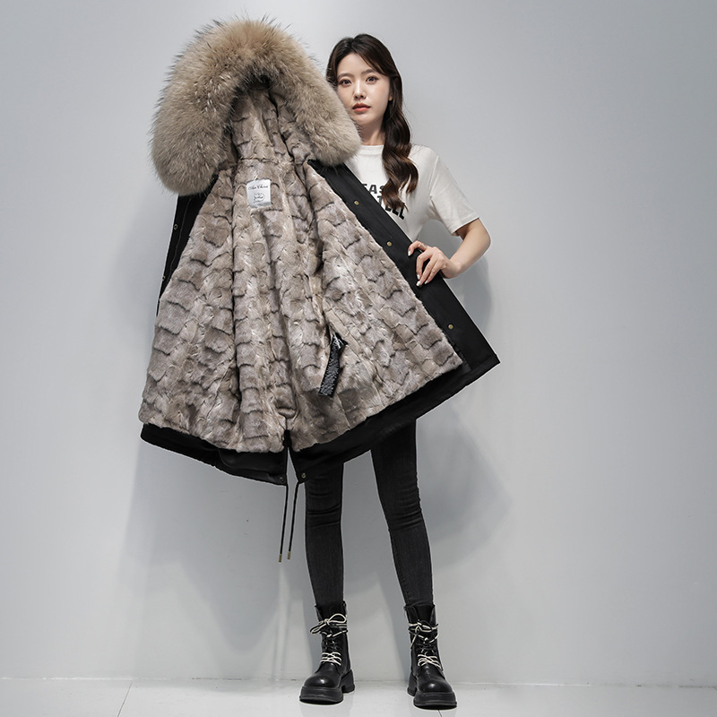 Mink Fur Lining Parka for Women 2026 Winter New Fur Coat Mid-Length Young Fashion Style Coat