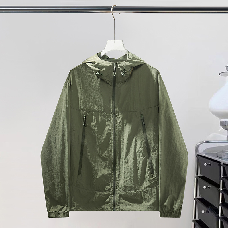 卸売夏の日焼け止め服薄いカジュアル無地フード付き通気性ジャケットカップル着用屋外 UPF50 + 日焼け止め服|undefined