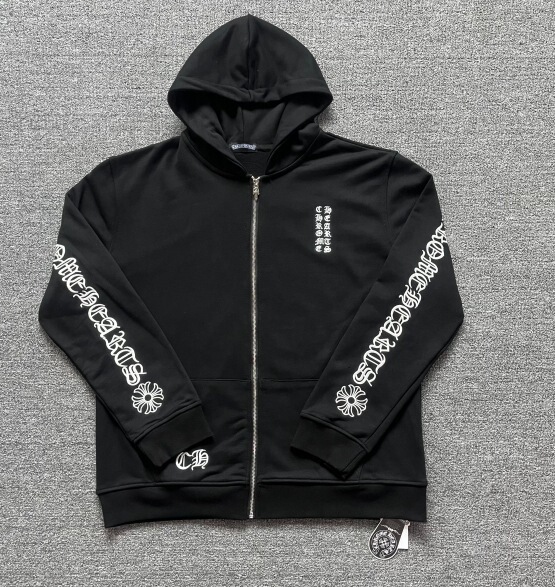 24ss年新款高品质Chrome Hearts 马蹄十字架连帽拉链卫衣工厂批发|undefined