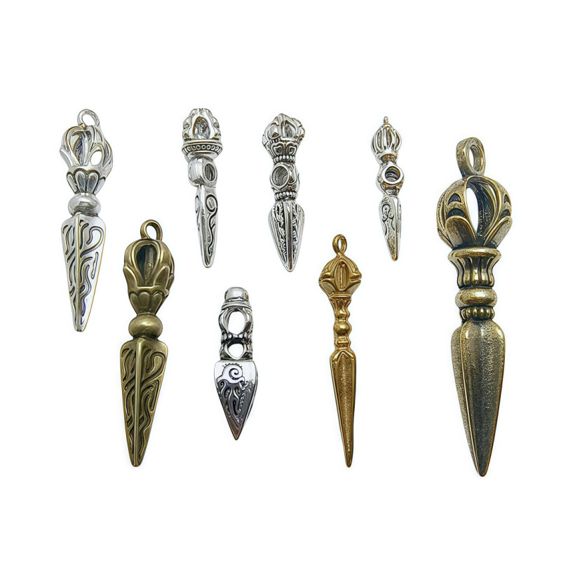 古代シルバーレトロダイヤモンド杵ダイヤモンドベル仏ビーズアクセサリー diy チベットブレスレットネックレスバッククラウドペンダントジュエリー卸売|undefined