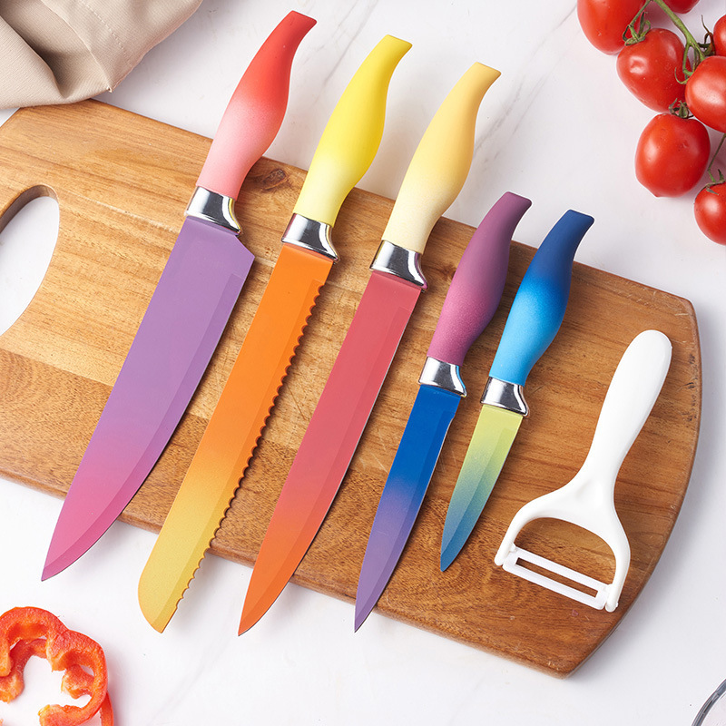 Cuchillo de cocina cuchillo con cuchillo de pan cuchillo de frutas cuchillo de color de seis piezas