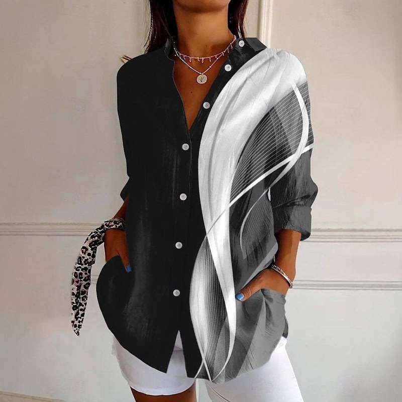 Shein Cross-Border Amazon European and American Independent Station Spring & Fall Independence Day Flag Printed Shirt New Hot Style 372