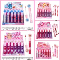 MISS FON かわいい漫画ステッチ口紅ウォータースパンコール変色リップ釉薬水光沢のあるミラーガラスリップグロス
