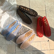 E 93116 Flat Soft Sole Openwork Jelly Sandals ƽ�׹�����Ь