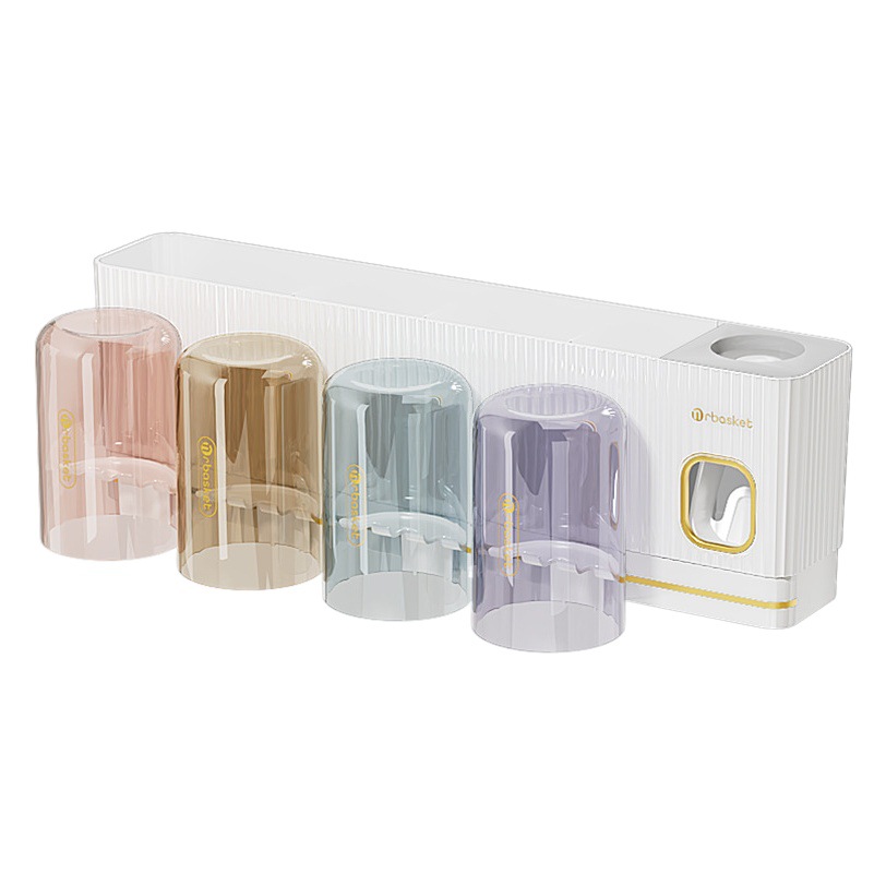 Rack de cepillo de dientes de lujo ligero montado en la pared sin ponche inodoro cepillado Taza estante de cepillo de dientes taza de lavado doméstico traje