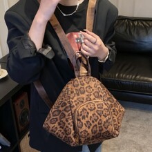 欧美跨境豹纹背包轻便大容量双肩包新款两用女士单肩包复古双肩包