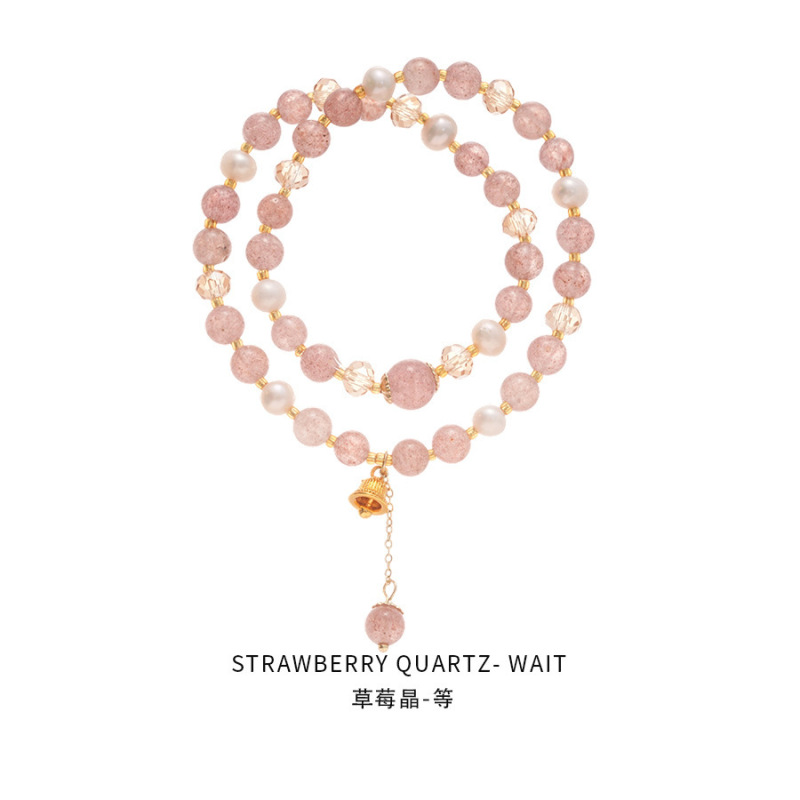 晗珞~草莓晶珍珠玉石猫眼石手链清新甜美手串时尚百搭手饰女小众|undefined