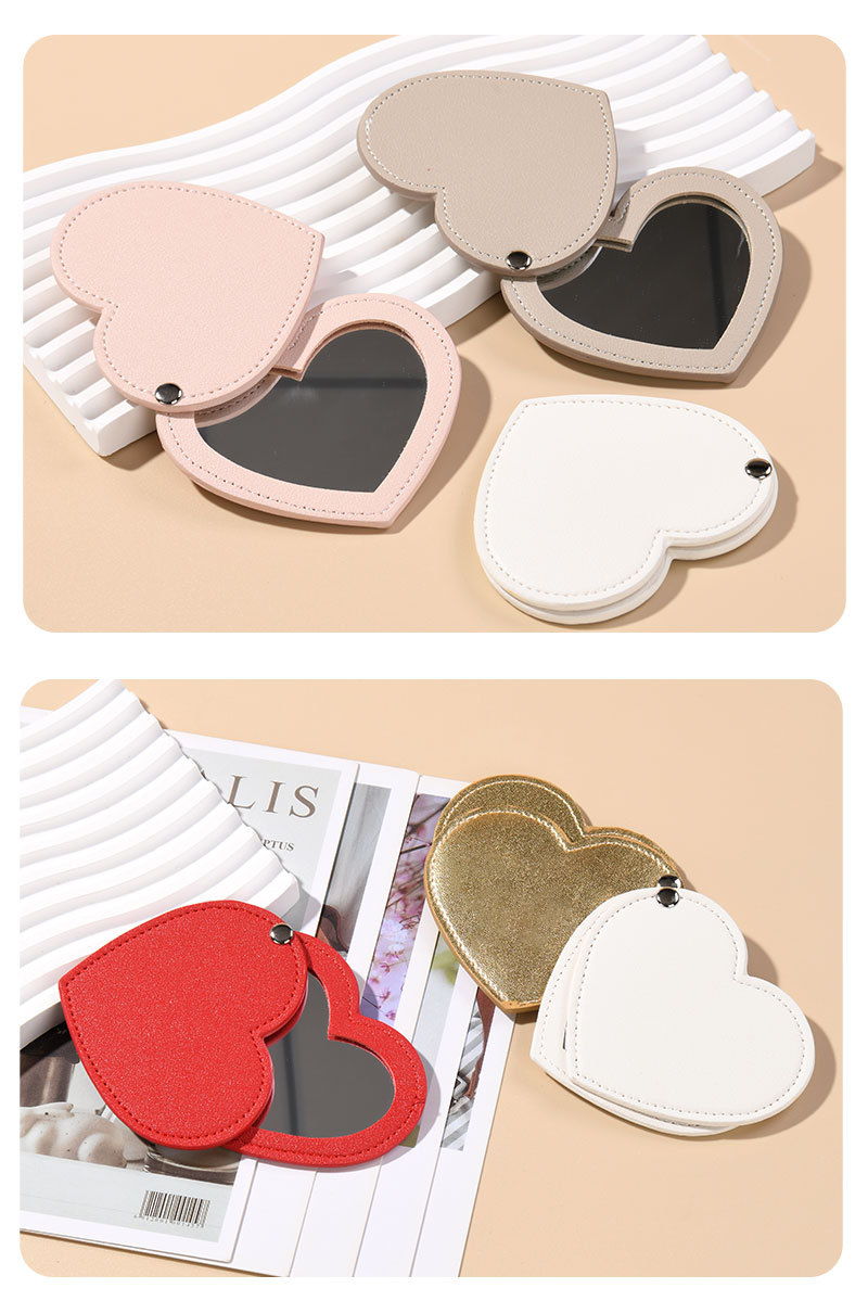 55g Weight Mirror Makeup Tools Types 1 Piece Quantity Glass Material Heart Shape Pattern Elegant Style Elegant Lady Heart Shape Glass Mirror 1 Piece