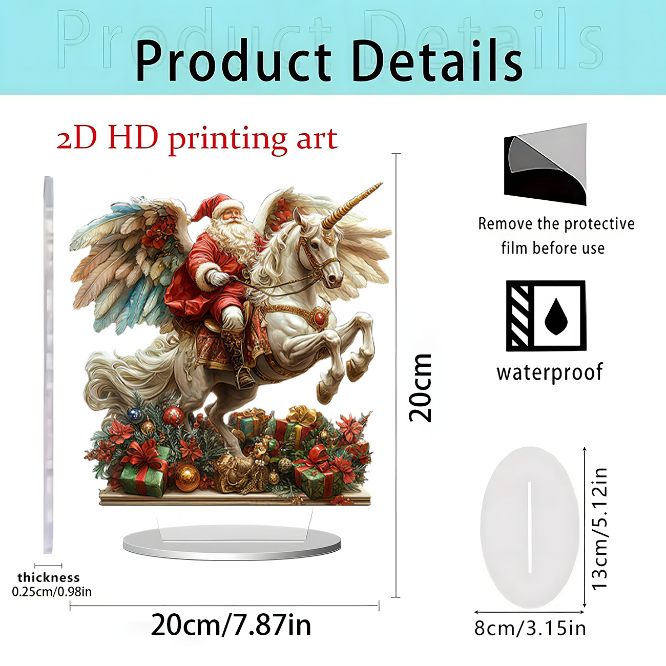 Nuevos productos transfronterizos Santa Claus y unicornio 2D acrílico decoraciones para el hogar decoraciones de escritorio de vacaciones