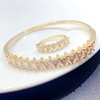 Quality bracelet, ring, set, zirconium, golden color, micro incrustation