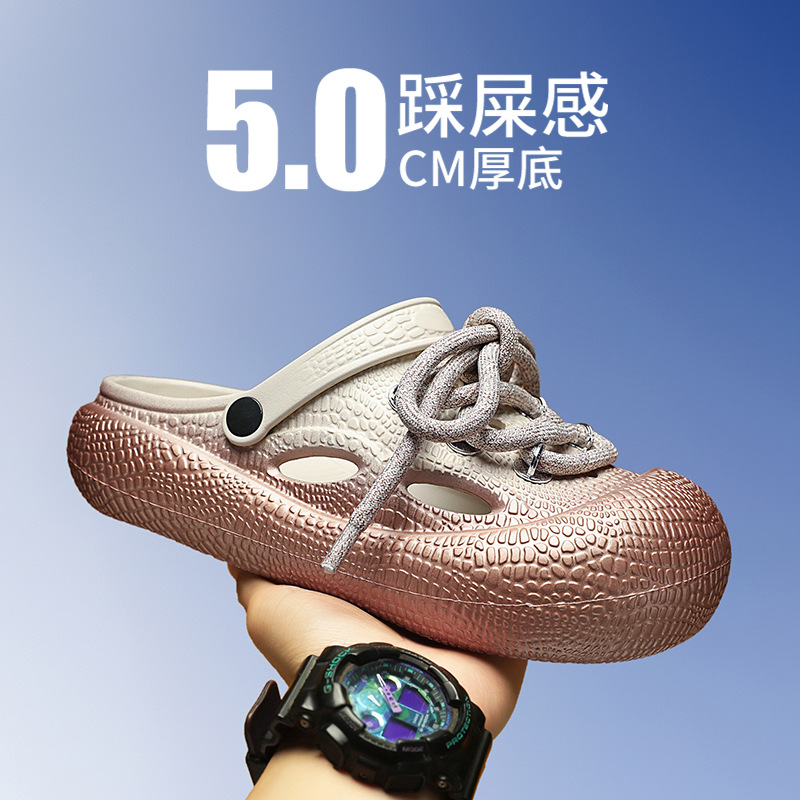 Pareja pisando la mierda, zapatos con agujeros transfronterizos, tallas grandes, sandalias y zapatillas Baotou de suela gruesa, sandalias ligeras y transpirables, zapatos de hombre