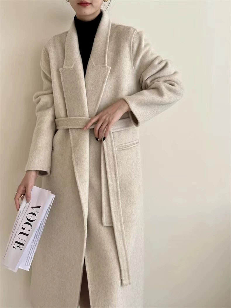 Long suit, double-sided cashmere bathrobe, woolen woolen coat