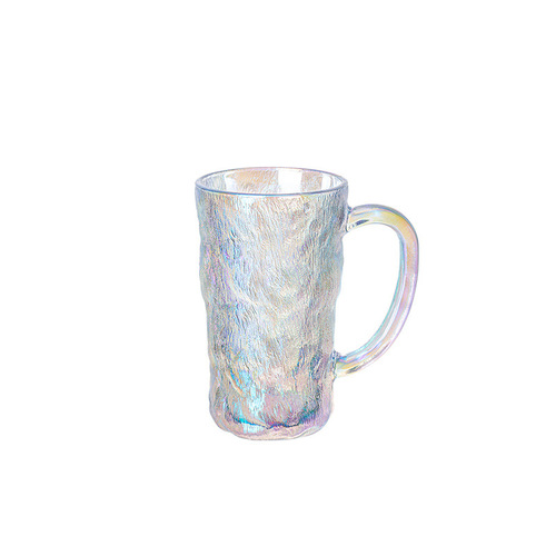 Nordic-style glass cup glacier cup beer cup drink cup, boil water home water cup for women, sandpaper handle cup