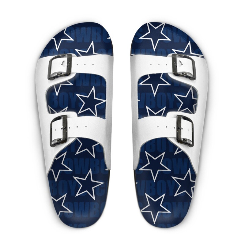Dallas Cowboys Printed Double-Buckle Sandals Casual American Football Fan Beach Slippers for Women Nfl