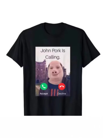 3D プリント付きブラック半袖 T シャツ by John Pors Pors Call the Phone|undefined