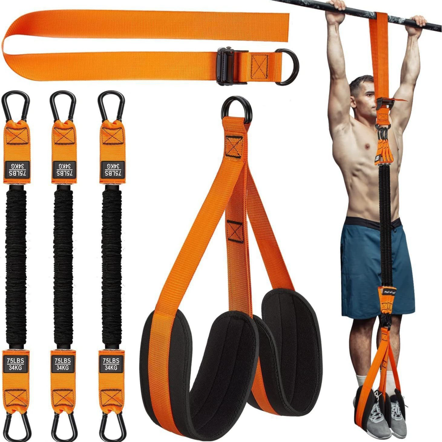 Cross-Border Direct Supply Pull-Up Booster Belt Auxiliary Belt Horizontal Bar Elastic Rope Indoor Home Male High School Entrance Examination Trainer