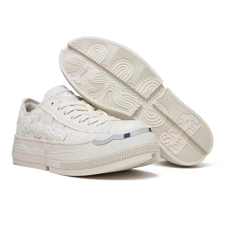 Kleine schmutzige schwarze Segeltuchschuhe für Damen, verschleißfeste, kleine schmutzige Schuhe mit dicken Sohlen_voghion.com