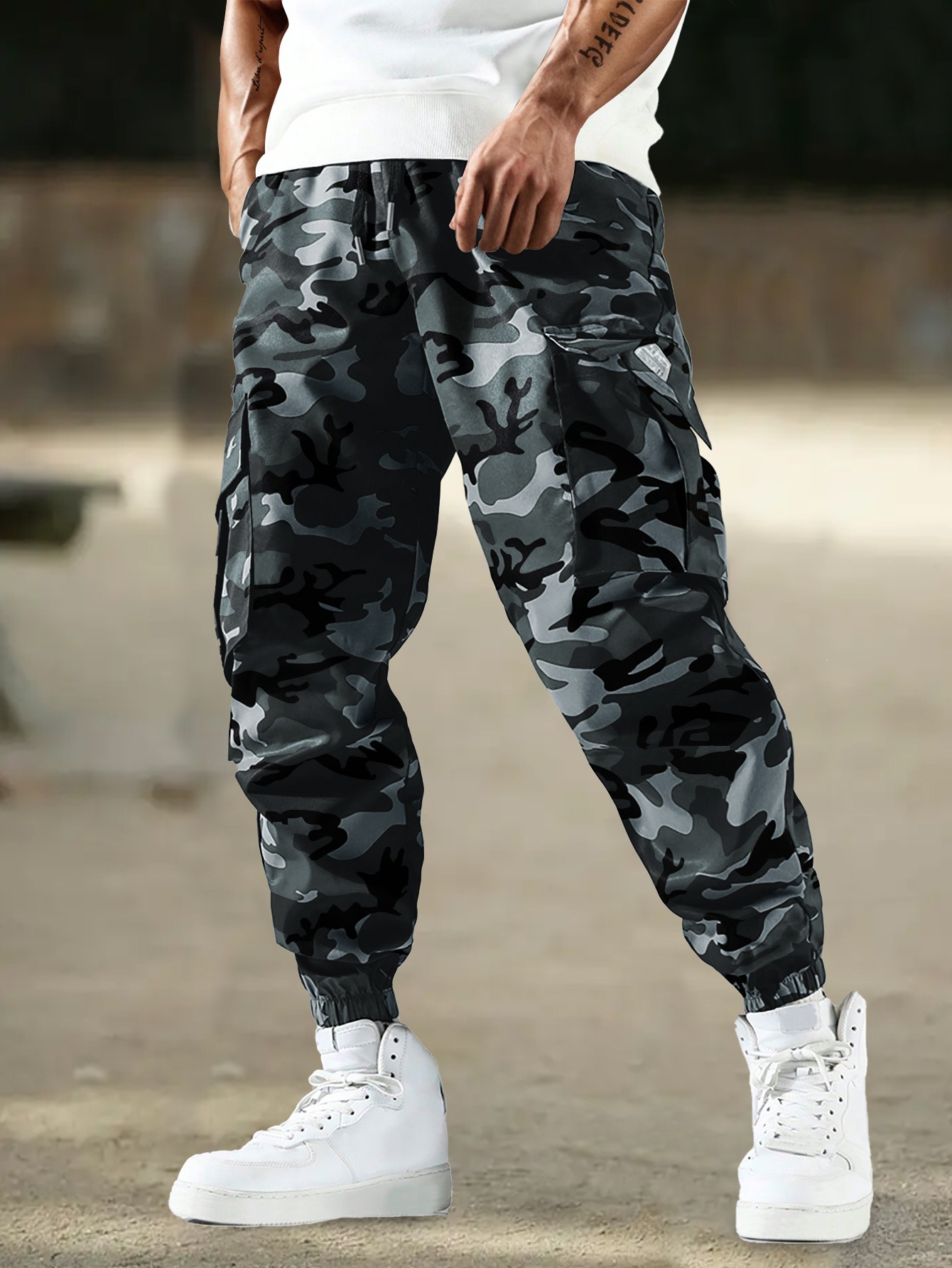 Herren Tarnmuster Cargohose Reguläre Passform Mit Seitentaschen_voghion.com