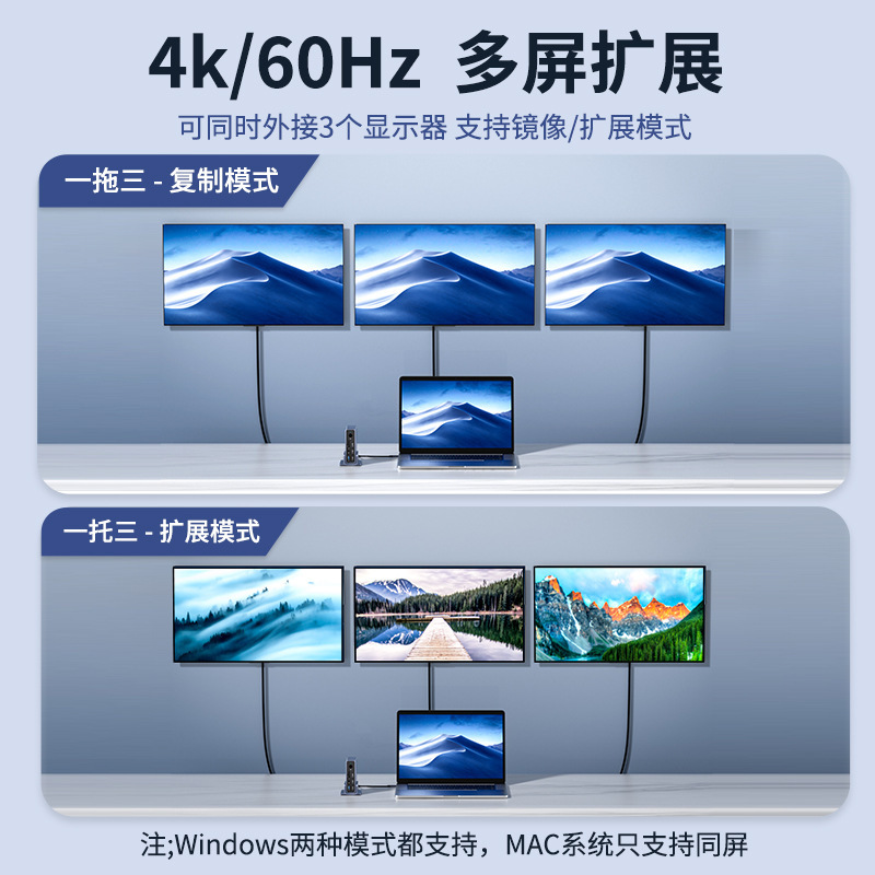 Type-c拡張拓十五合一100wpd 4k 60hz互換雷3/4 hubハブ拡張ドック|undefined