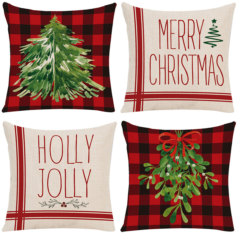 Christmas Tree, Letter, Elk Pattern Fashion Christmas Tree Letter Elk Polyester Pillow Cases