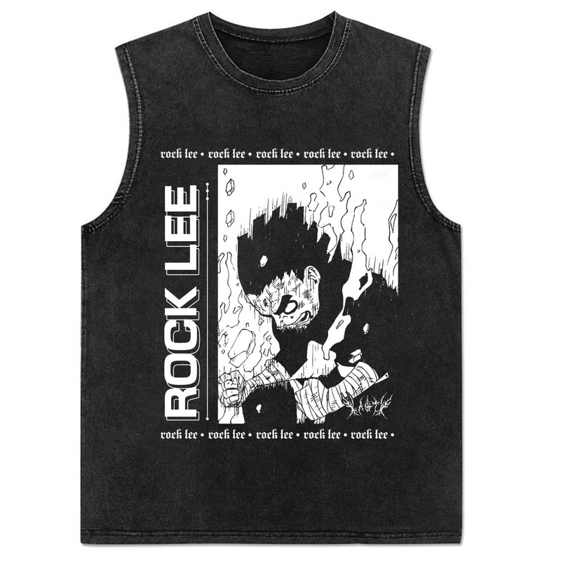 2025 New Vest Summer Naruto Anime Print Trendy Brand Cotton Vest Men's Washed Retro Sleeveless T-Shirt Ins