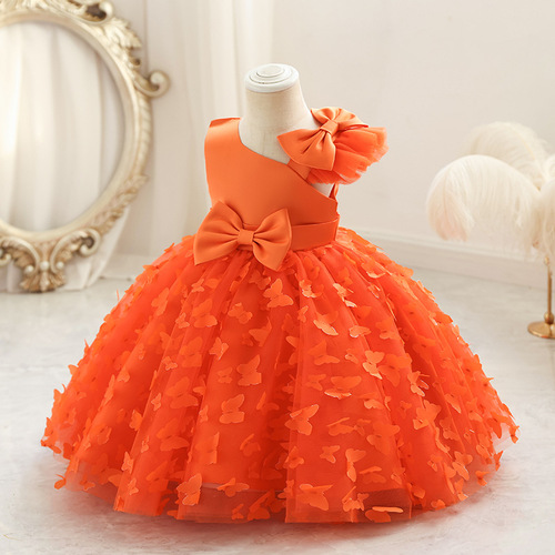 Princess Dress Net Fabric Children's Formal Wear 2025 New Girl Middle Childhood Puffed Skirt Birthday First Birthday Dress Wholesale