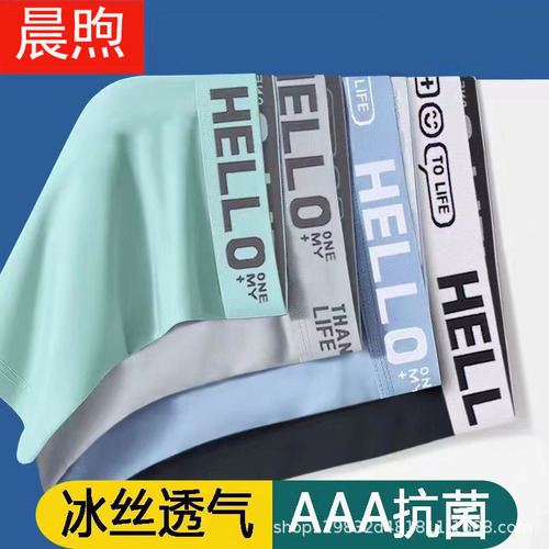 Ice Silk Men's Underwear Skin-friendly Graphene Breathable Antibacterial Thigh Summer Thin Men's Large Size Straight Leg Pants Head Wholesale