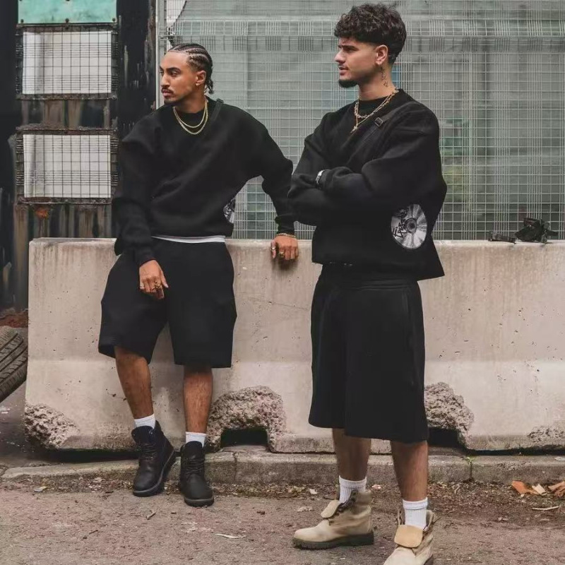 2025 High Street Fashion Loose Shorts Sports Versatile Casual Cd Disc Embroidery Sweatpants Men's Trendy Hot-Selling Items