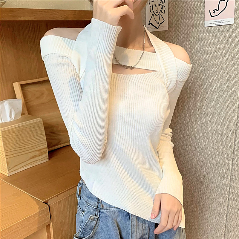 strapless slim halter cropped knit sweater nihaostyles clothing wholesale NSFYF85667