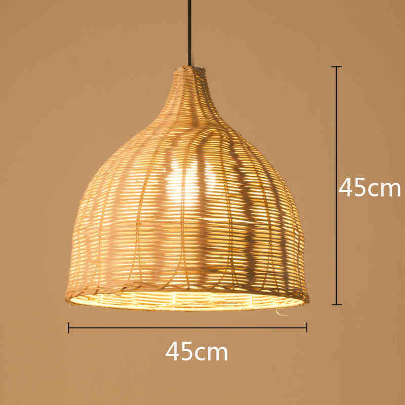 Lámpara de ratán ronda Nido Pájaro Casa sombrero paja bambú tejido lámpara creativa pastoral japonés retro balcón restaurante lámparas