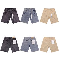 デニムショートパンツ PULE ウォッシュオールマッチジーンズスプラッシュインクプリントタッセルパーソナライズカジュアルショートパンツメンズ新スタイル