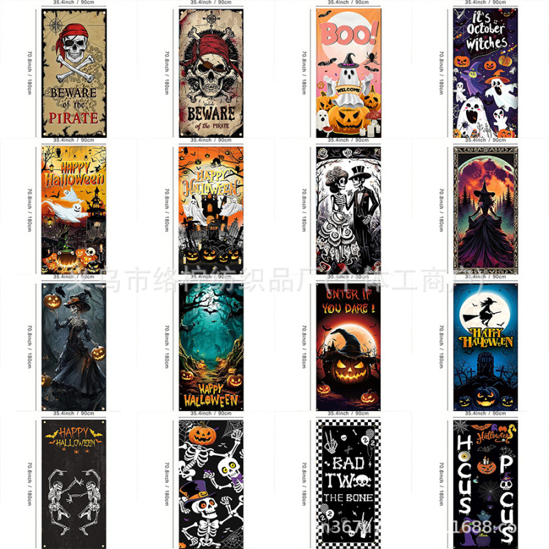 Halloween Horror Bloody Door Banners, Door Coverings, Couplets Wholesale, Day of the Dead Party Photo Decorations, Porch Hanging Cloths Halloween Horror Bloody Door Banners, Door Coverings, Couplets Wholesale, Day of the Dead Party Photo Decorations, Porch Hanging Cloths