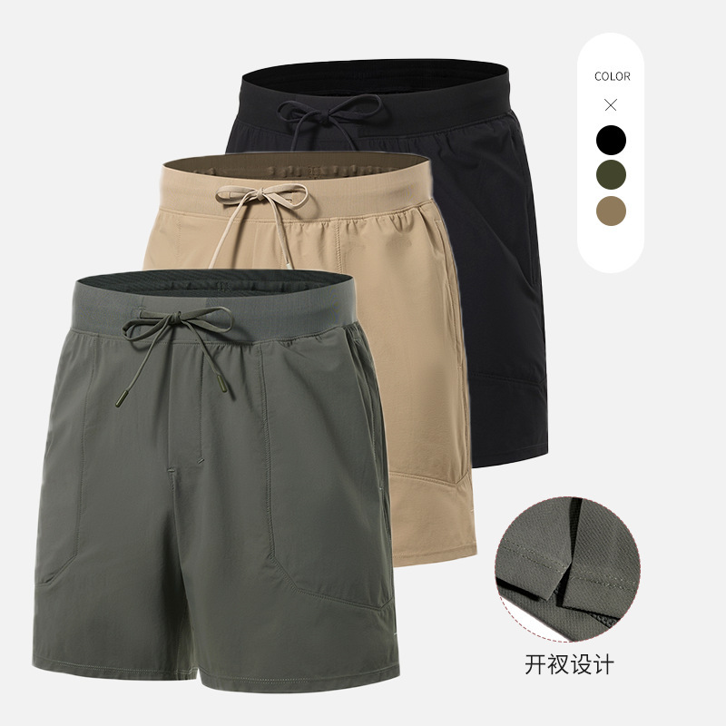Lu Shorts Men's 7inch Casual Work Clothing Mvt Five-Point Pants Breathable Quick-Drying Running Fitness Outdoor Sports Shorts