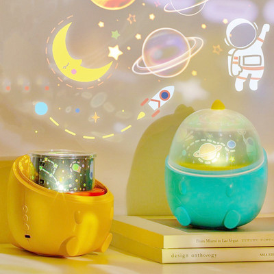 小恐龍星空燈USB充電八音盒小夜燈兒童生日禮物LED夢幻旋轉投影燈