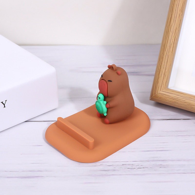 かわいいフグのカピバラの立体の子供の怠け者のスタンドのデスクトップの携帯電話のスタンドのアイデアの小さい贈り物の置物|undefined
