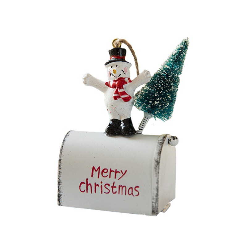 Navidad nuevo árbol de Navidad Santa Claus buzón hierro pintado decorativo colgante decoraciones navideñas