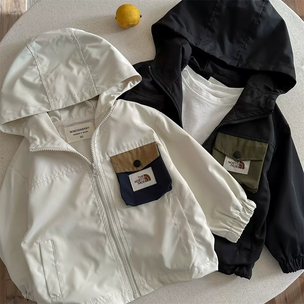 现货！儿童外套2025秋季男童日系潮牌工装上衣宝宝中小童连帽风衣