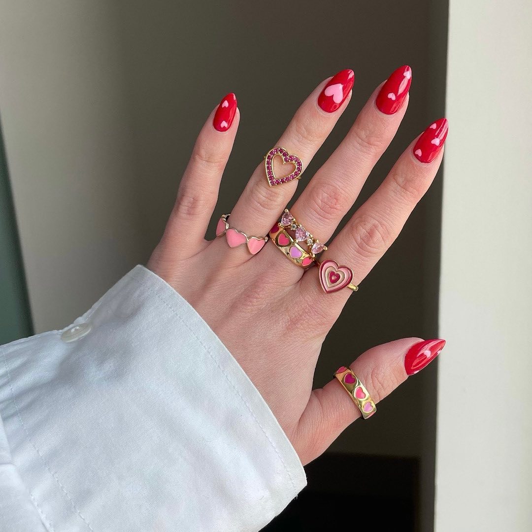 Sweet Heart Shape Copper Inlay Zircon Open Ring 1 Piece