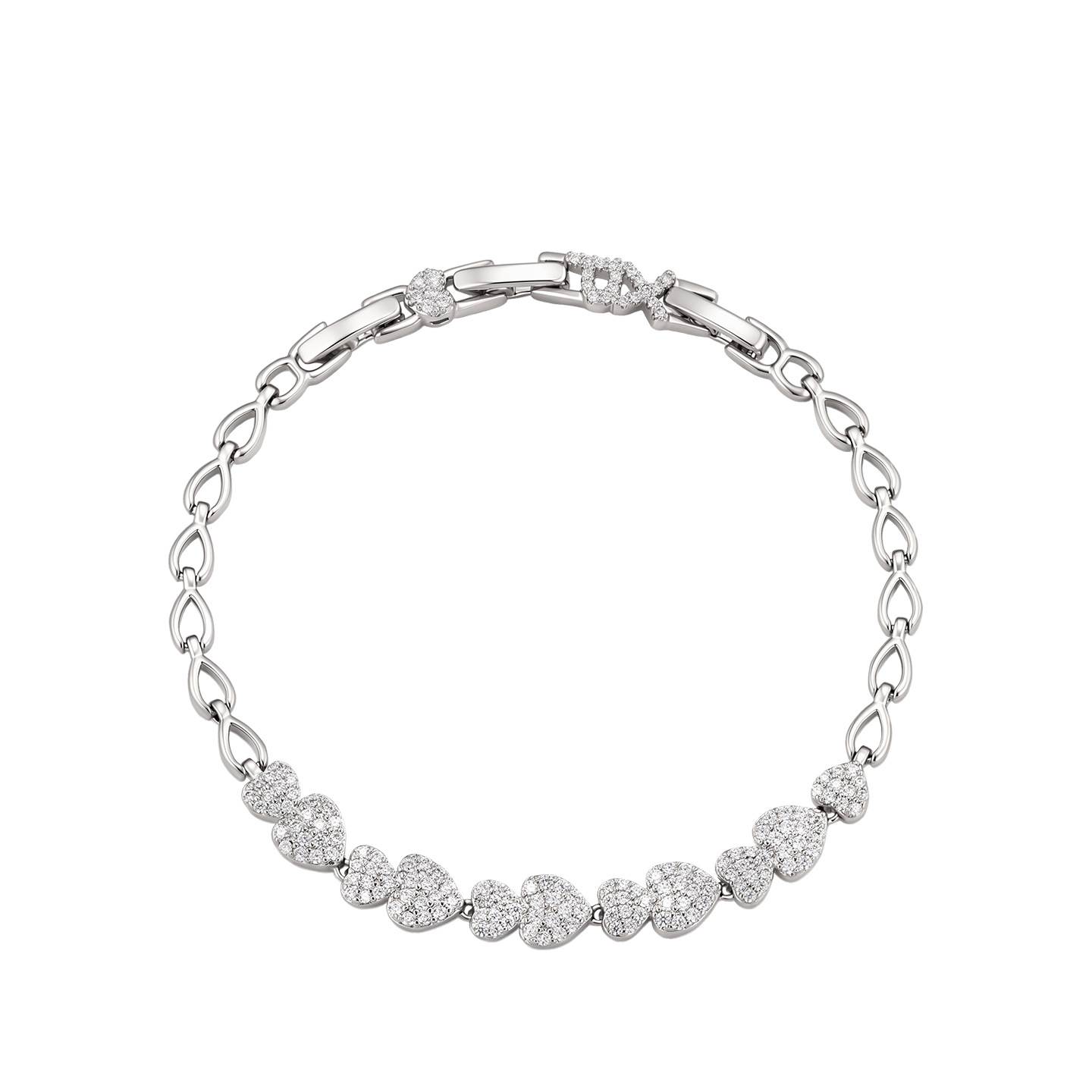 Pulsera de Corazón con Gemas de Aleación de Cobre, Decorativo, para Mujer image 6
