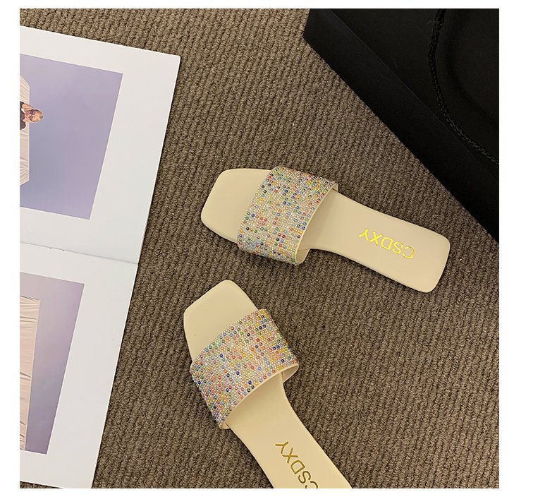 Water Diamond for Women's Outwear 2024 Summer New Fashion, Casual, Comfortable French Small Fragrant Cool Slippers_voghion.com