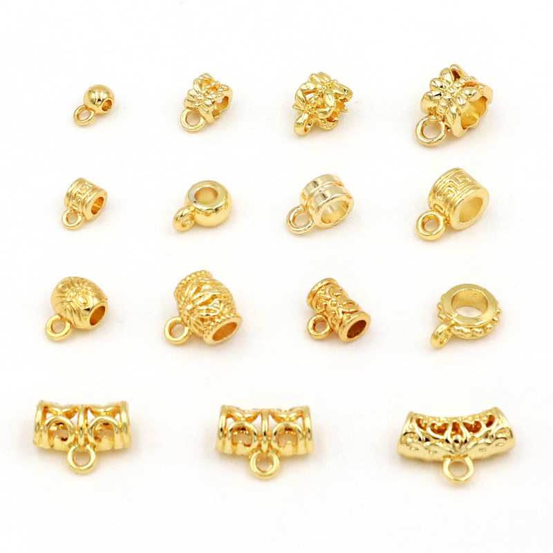 Color-retaining plated 18K real gold with ring round spacer bead pendant buckle hanging barrel tee bracelet necklace diy pendant C01 Color-retaining plated 18K real gold with ring round spacer bead pendant buckle hanging barrel tee bracelet necklace diy pendant C01