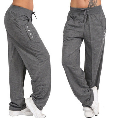 Women's Solid Color Lace-Up Casual Loose Straight Leg Pants Autumn Winter European American Style Wish Trousers_ecoleips.com