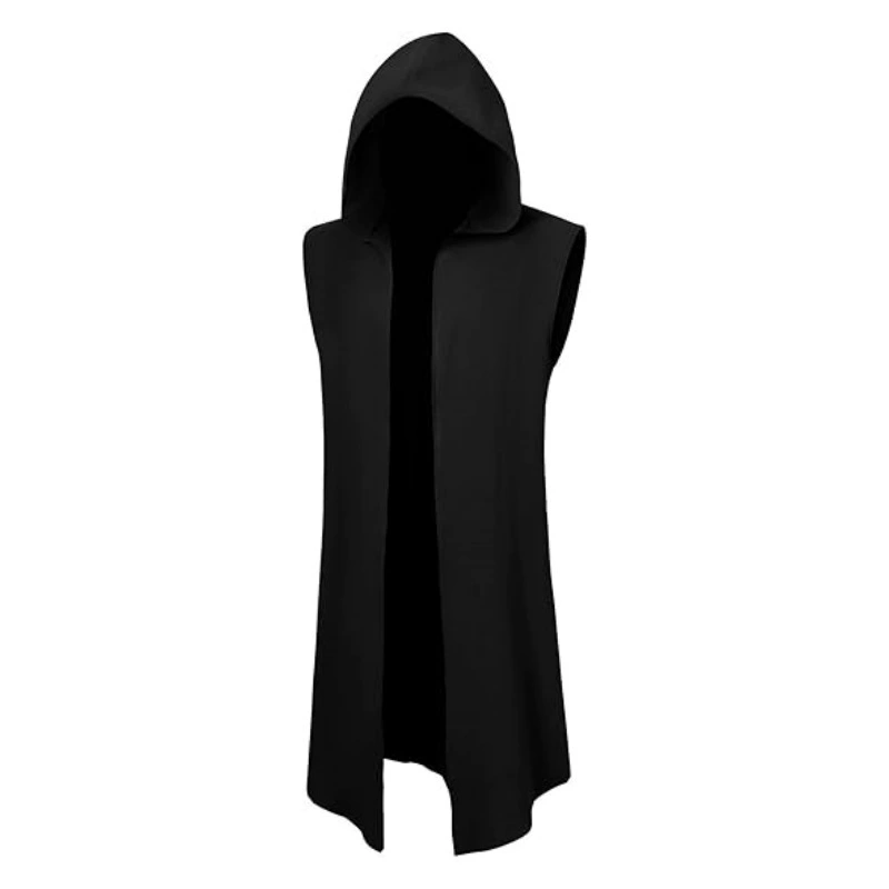 跨境中世纪文艺复兴连帽披风维京骑士无袖上衣万圣节舞台表演服装