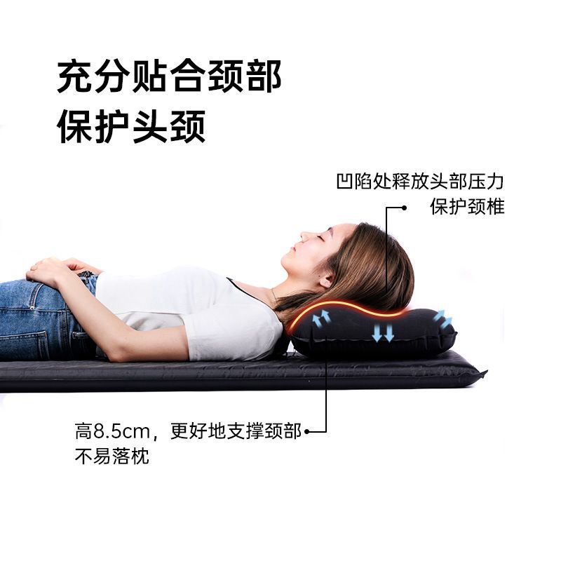 Almohada de esponja para exteriores, almohada inflable automática, almohada para acampar, almohada con forma de queso, almohada con cojín de aire, almohada de viaje, almohada para tienda de campaña
