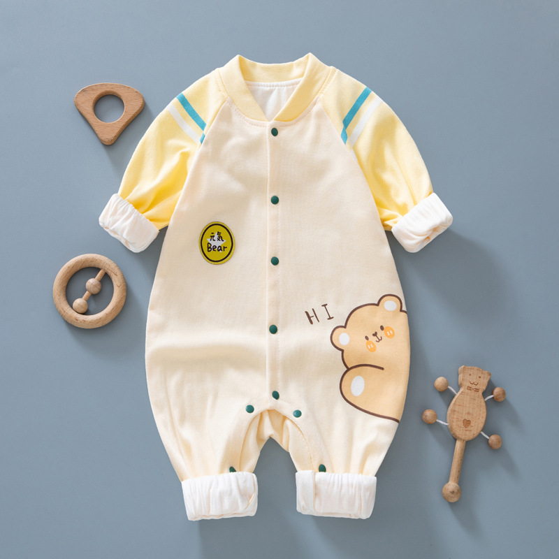 Bebé recién nacido mono primavera y otoño bebé de doble capa de algodón mameluco de manga larga dibujos animados lindo Super lindo fiesta romper