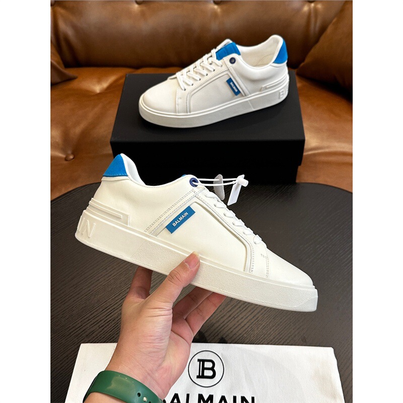 Counter Balmain/Balmain Men's Shoes 2025 New Simple Casual Shoes Genuine Leather Sneakers Small White Shoes Trendy