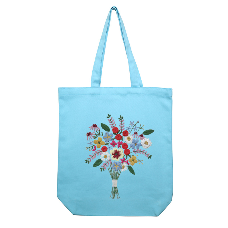 Bordado hecho a mano auto-bordado bolsa de material DIY bolsa de lona estudiante niños bolso de hombro principiante adulto Su bordado